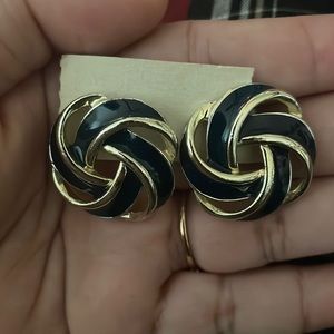 Vintage Earrings Navy Blue